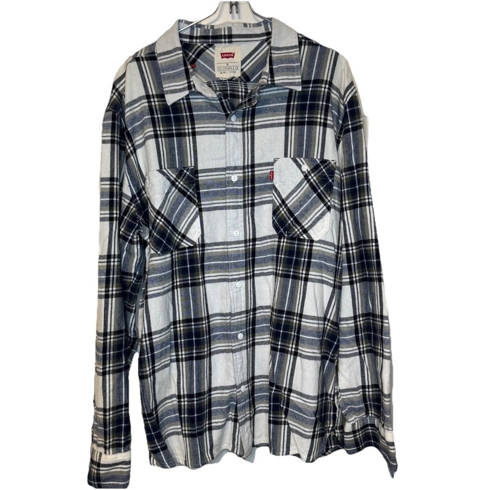 Levi's Men's Shirt Vintage Plaid Flannel Long Sleeve Button Up Pockets Cotton XL